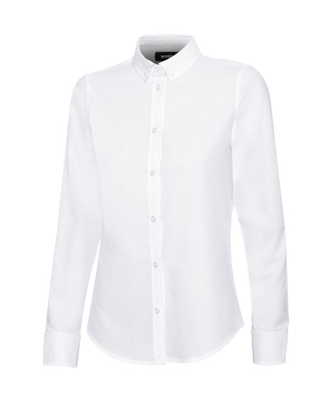 CAMISA OXFORD MANGA LARGA MUJE. BLANCO TALLA S-2XL